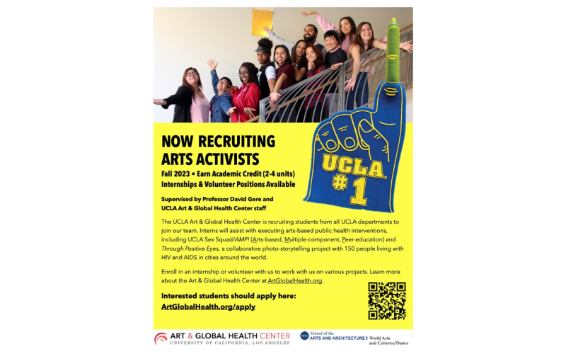 The UCLA Art & Global Health Center is recruiting students from all UCLA departments to join our team.